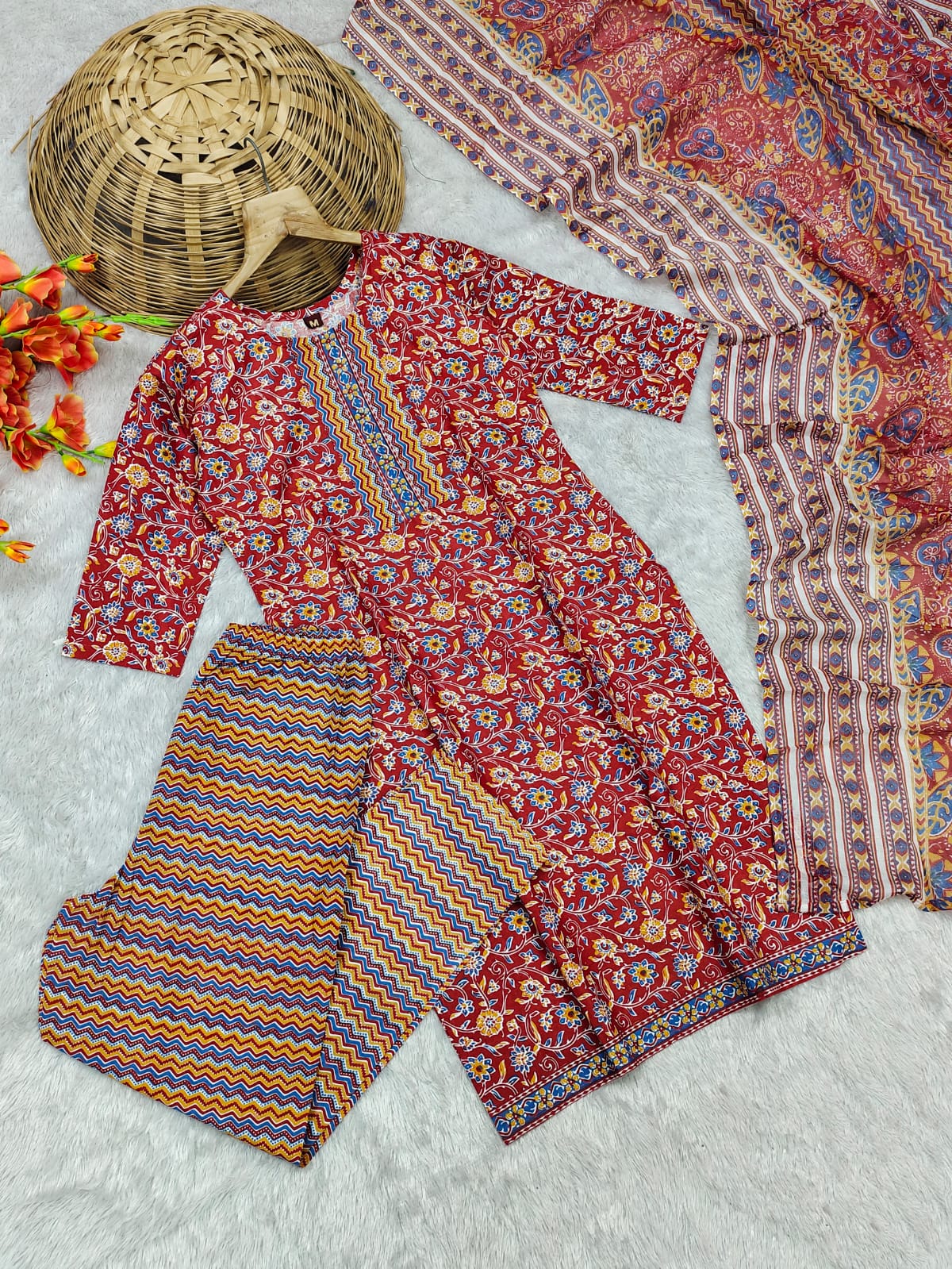 Shamal Printed Cotton Kurti With Bottom Dupatta Wholesale Shop In Surat